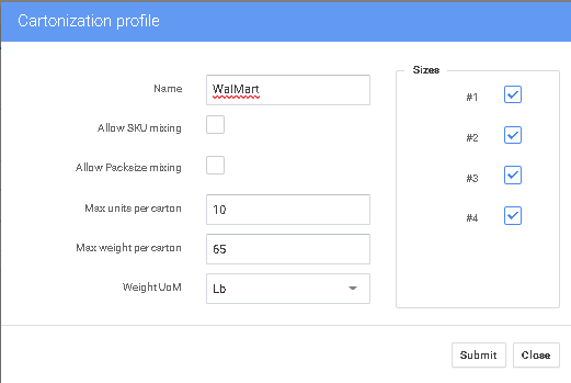 P4 Warehouse Cartonization Profile Setup