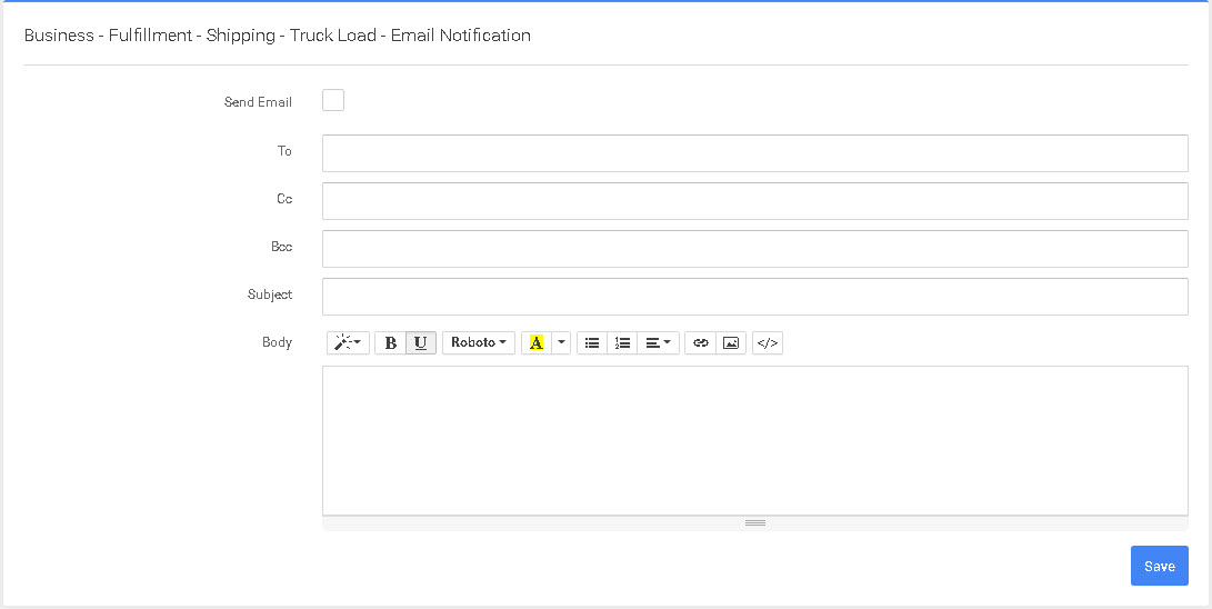P4 Warehouse Truck Load Email Setup