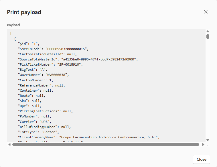 The print payload of a job