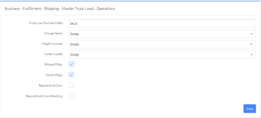 P4 Warehouse Master Truck Load Configuration