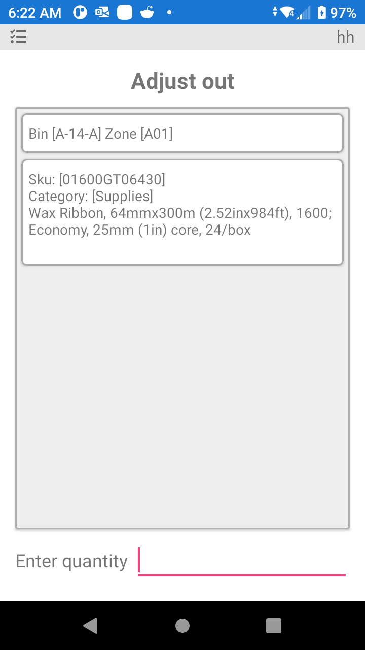 P4 Warehouse Adjustment Quantity