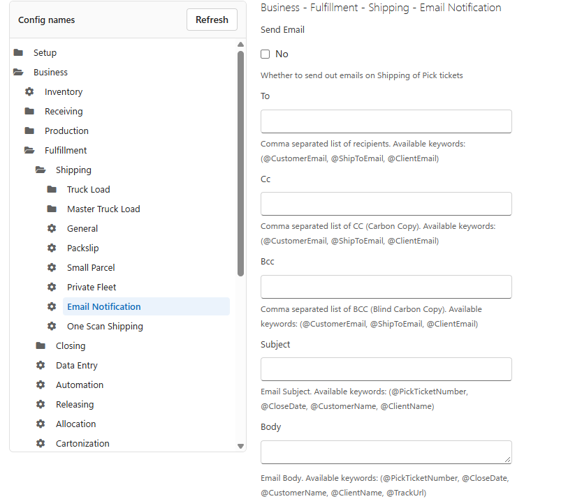 Configuración de notificaciones por correo de LogisticaHQ