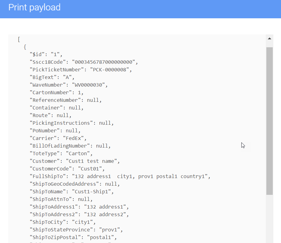 P4 Warehouse Print Payload
