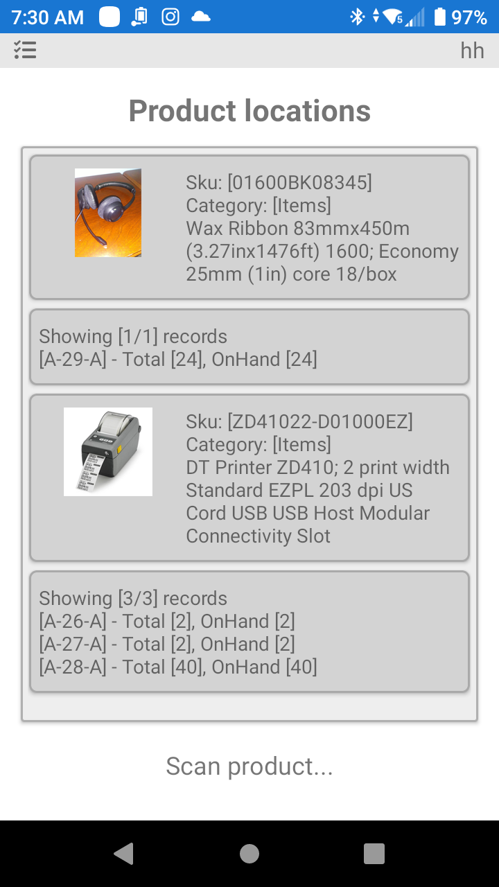 P4 Warehouse Product Locations