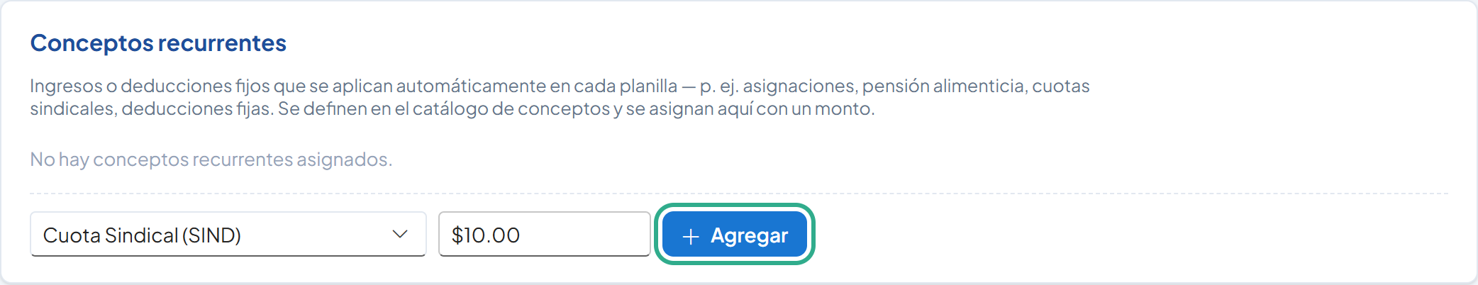 Botón Agregar resaltado