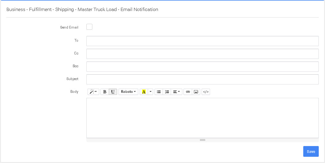 P4 Warehouse email notification setup Master Truck Load