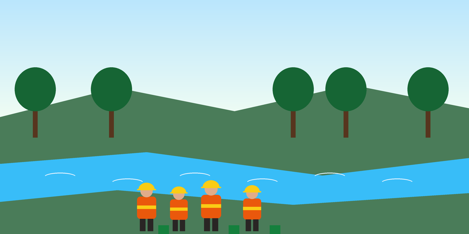 Volunteers cleaning the bank of the Rio Claro