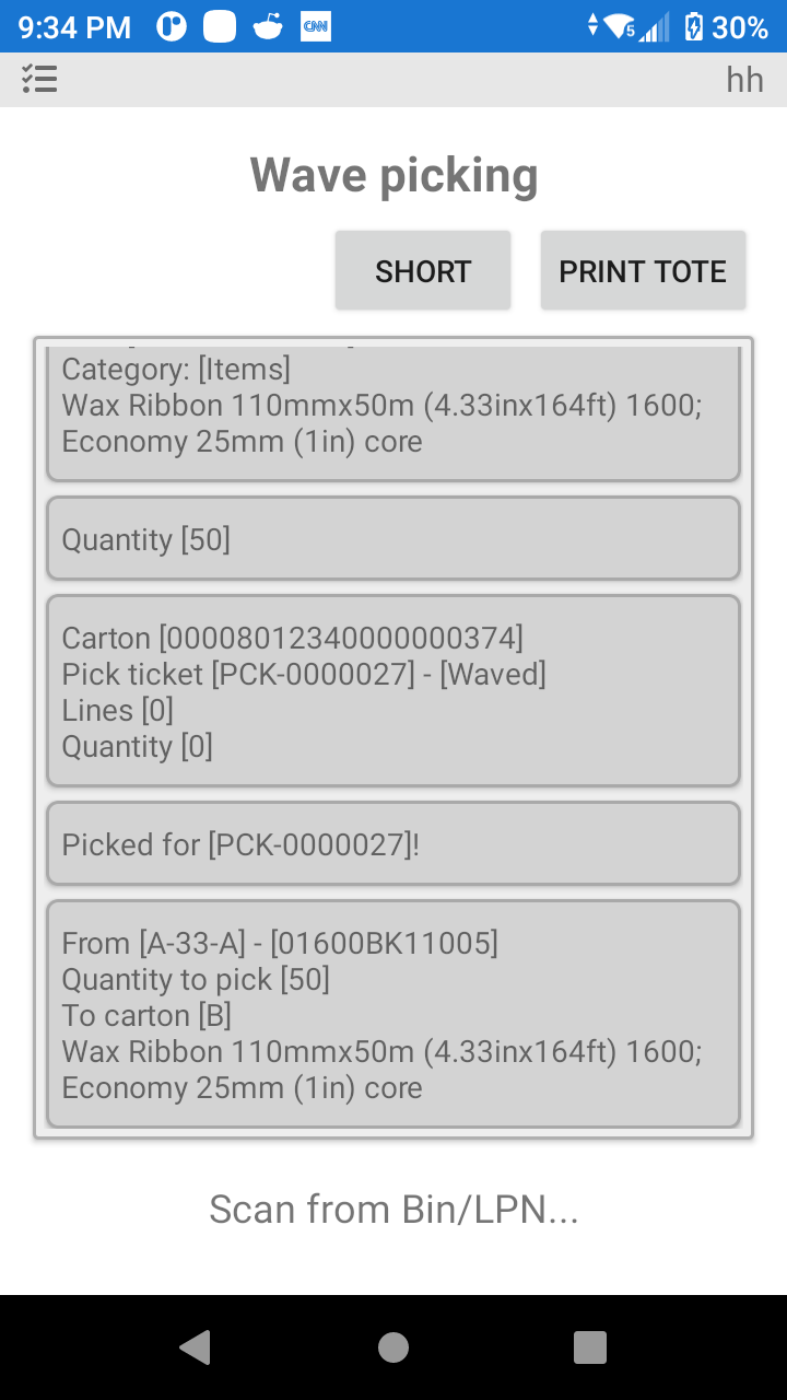 P4 Warehouse Wave Picking