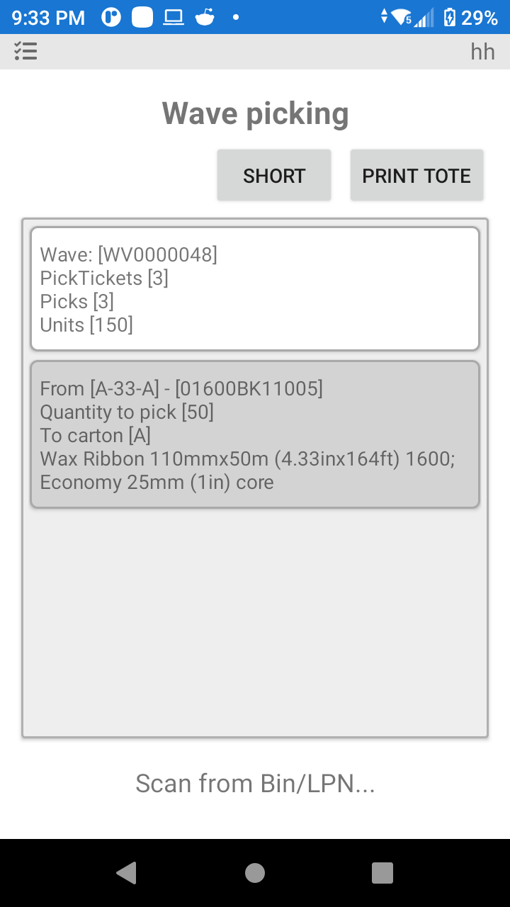 P4 Warehouse Wave Picking 3 orders