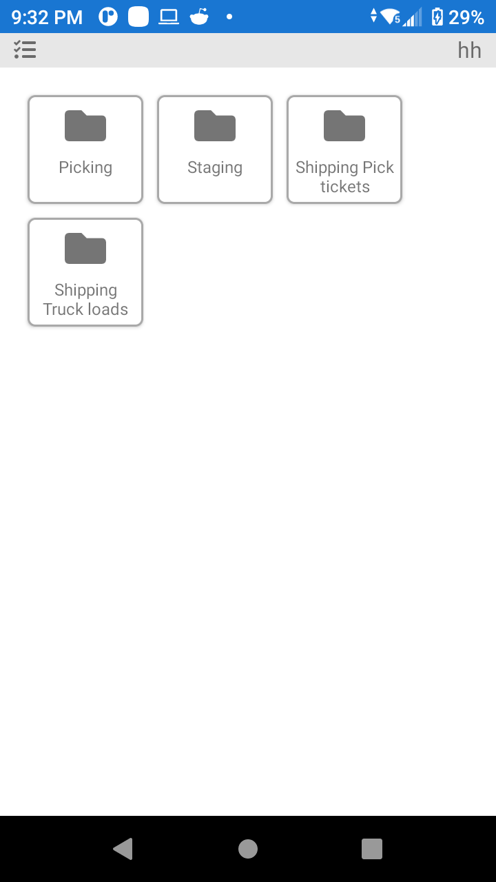 P4 Warehouse Fulfillment PDT screen