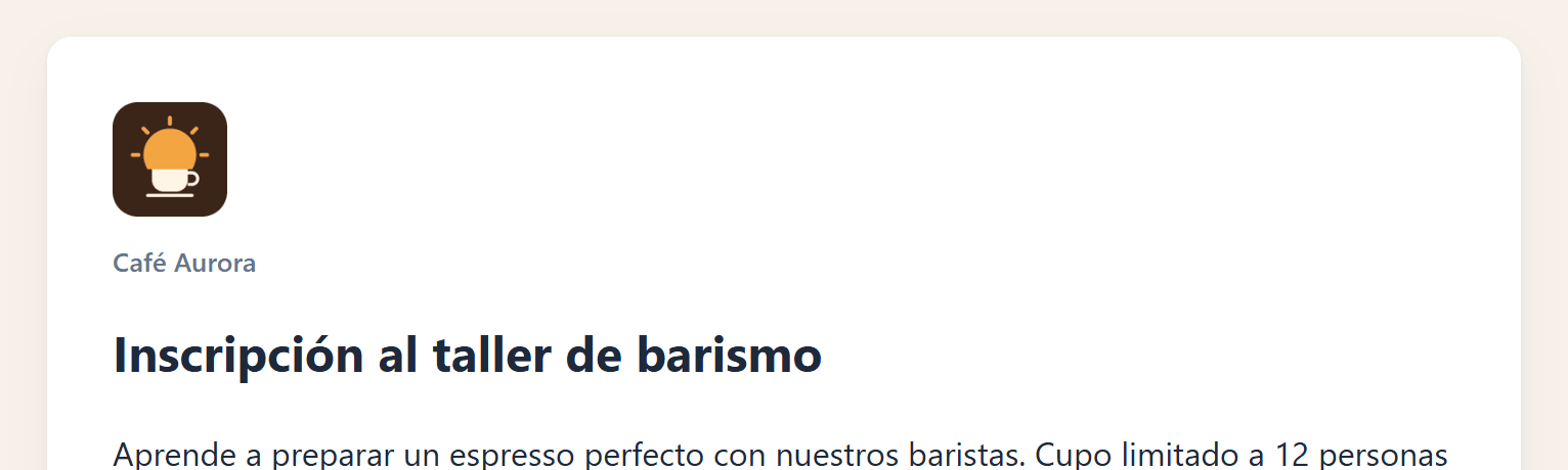 Parte superior de un formulario publicado con el logo y el nombre de la empresa sobre el título
