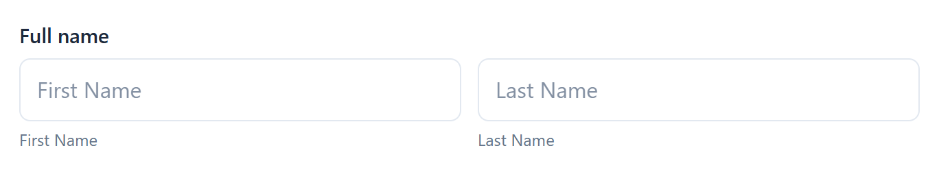 The Full name question with First Name and Last Name boxes side by side