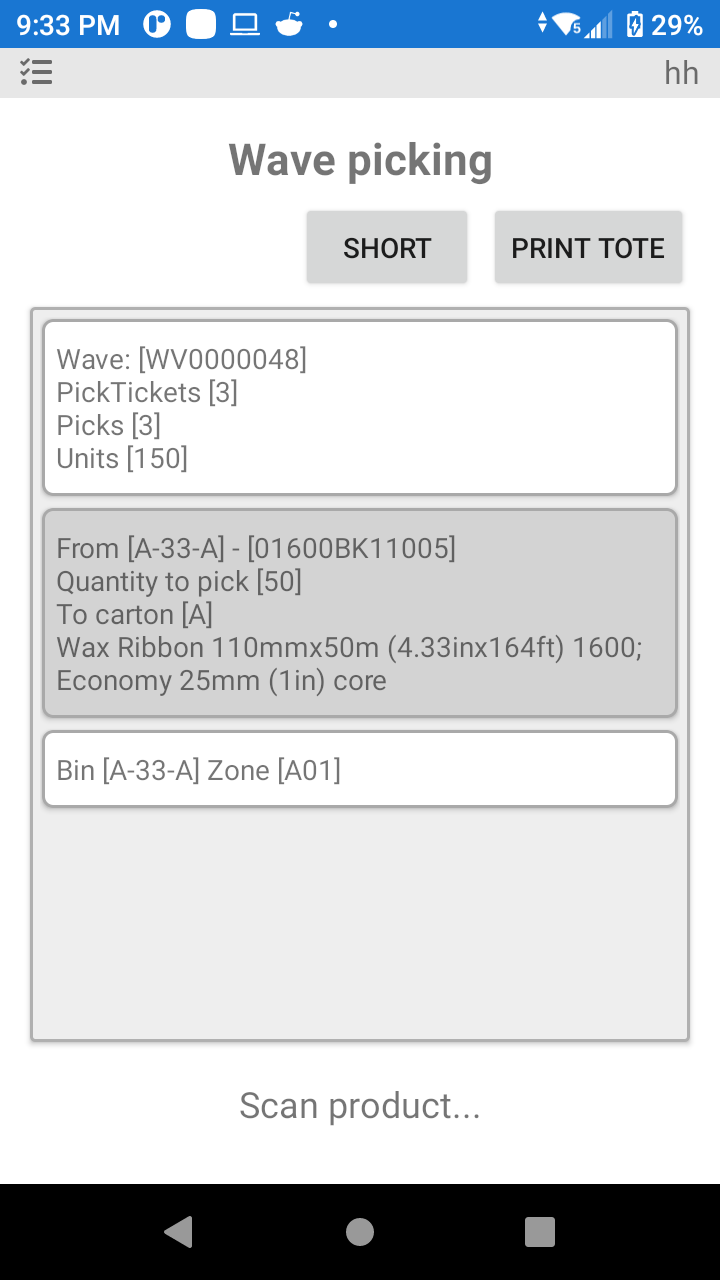 P4 Warehouse Wave Picking Instructions