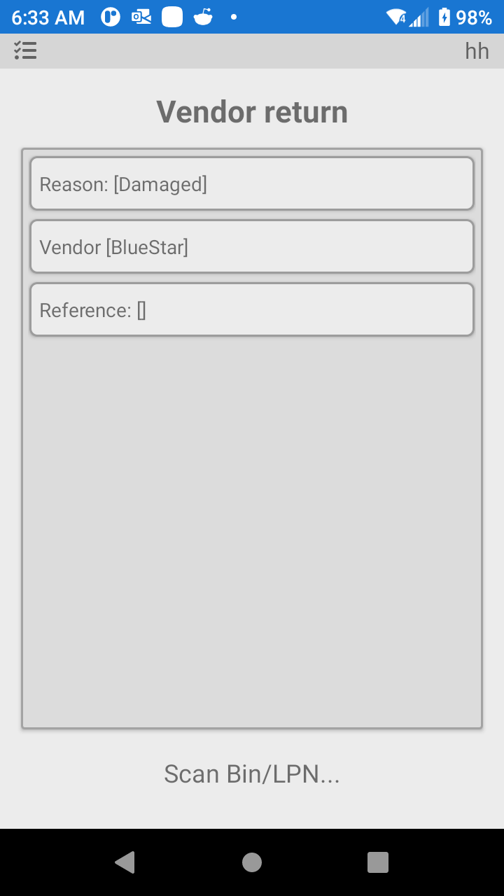P4 Warehouse Vendor RMA Number